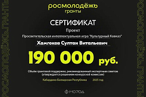 Проект Султана Хамгокова выиграл грант Росмолодежи